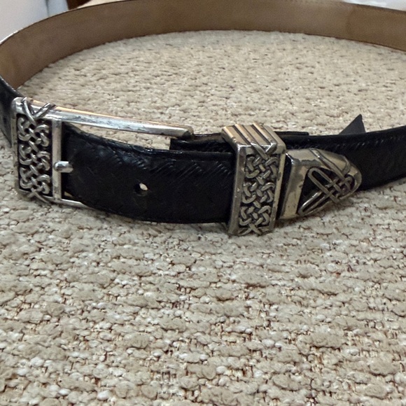Vintage Brighton Belt S28 B4303 Embossed basket weave black leather - Picture 8 of 9
